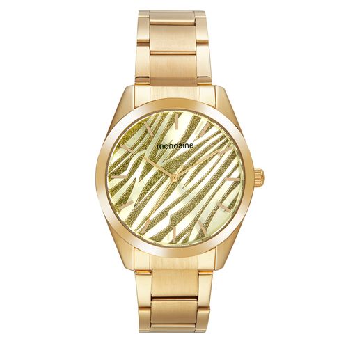 Relógio Feminino Animal Print Glitter Dourado