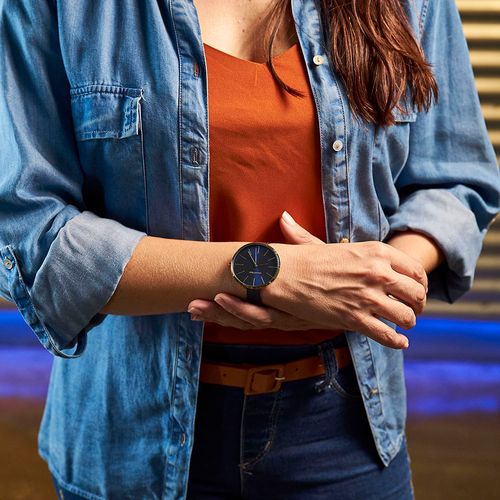 Relógio Feminino Malha de Aço Azul