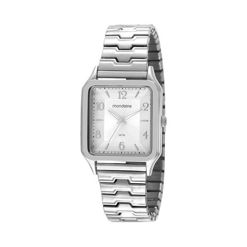 Kit Relógio Feminino Quadrado Prata Pulseira de Berloques