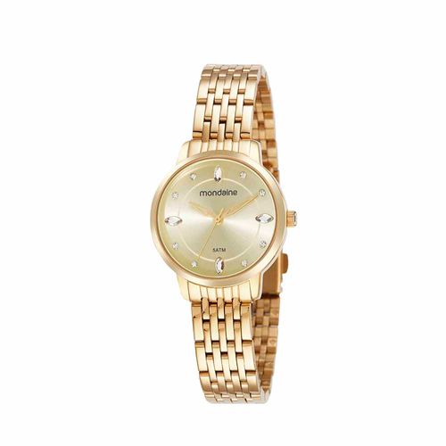 Relógio Feminino Cristais Baguete Dourado