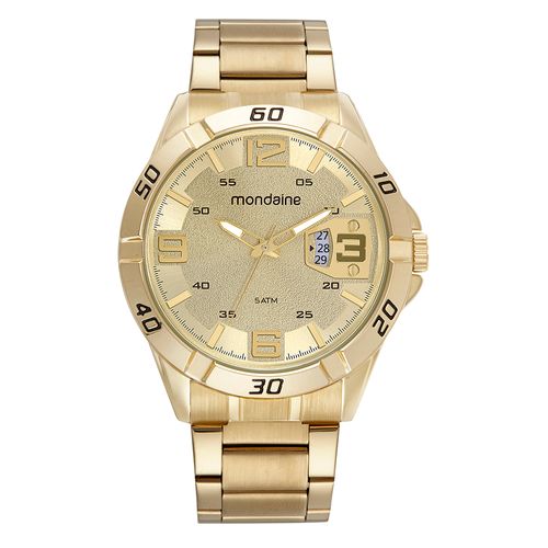 Relógio Masculino Casual Com Calendário Dourado