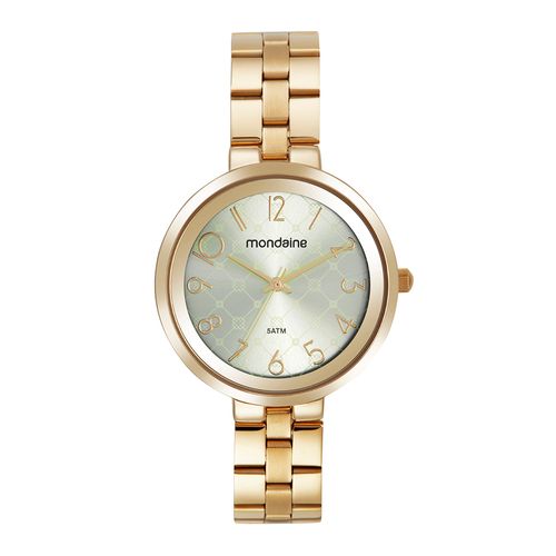 Relógio Feminino Dourado Com Detalhes no Mostrador