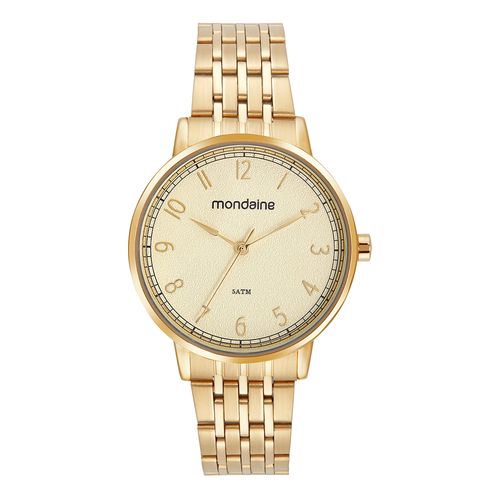 Relógio Feminino Mostrado Texturizado Dourado