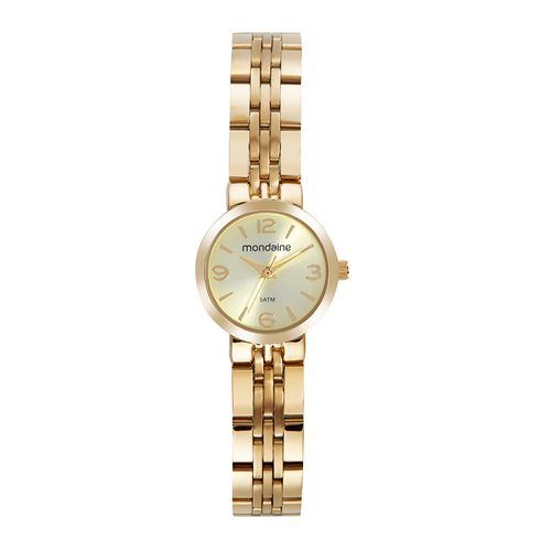 Relógio Feminino Mostrador Efeito Metálico Dourado