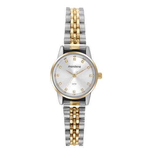 Relógio Feminino Cristais Prata e Dourado