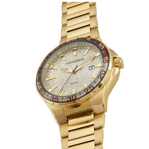 Relógio Masculino Catraca Em Resina Dourado