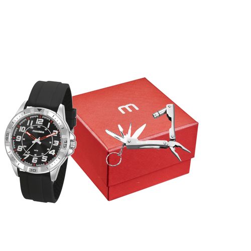 Kit Relógio Masculino Esportivo Prata Com Alicate Multifunção