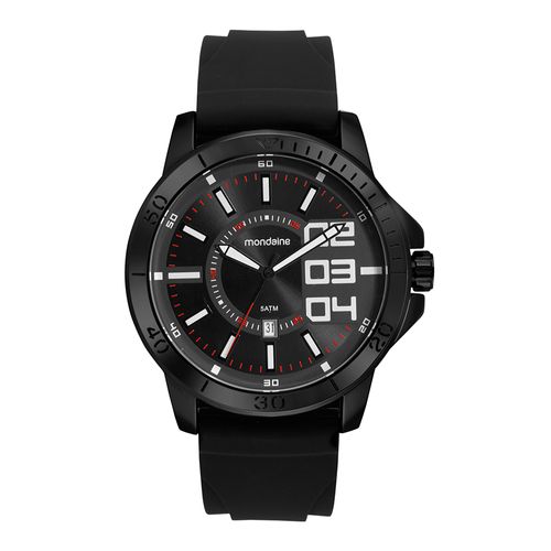 Relógio Masculino Esportivo Com Calendário Silicone Preto