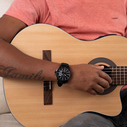 Relógio Masculino Esportivo Com Calendário Silicone Preto