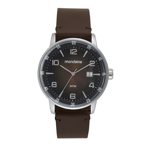 Relógio Masculino Clássico Couro Prata