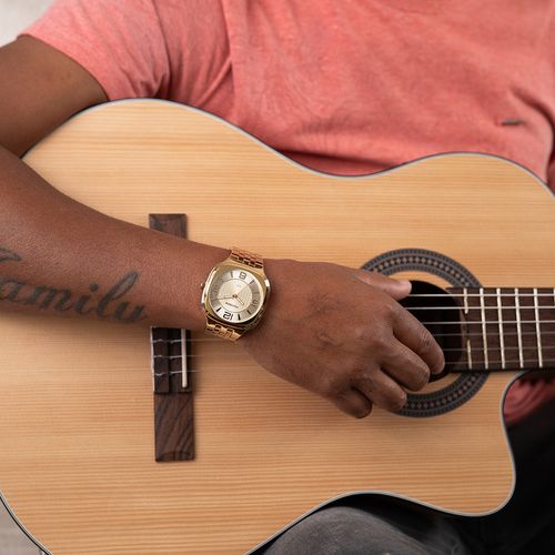 Relógio Masculino Quadrado Casual Dourado