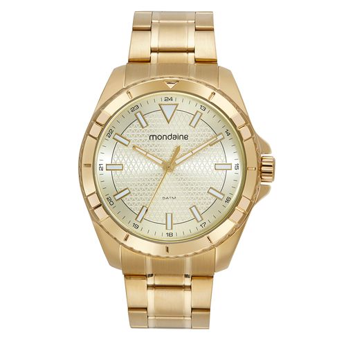 Relógio Masculino Clássico Visor Texturizado Dourado