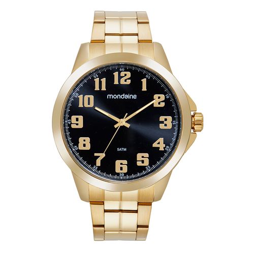 Relógio Masculino Casual Dourado Mostrador Preto