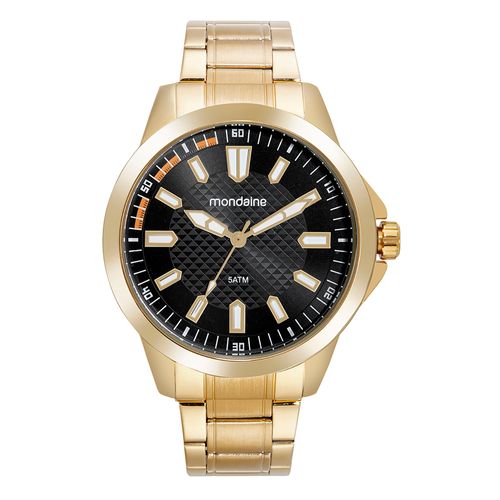 Relógio Masculino Dourado Visor Texturizado Preto