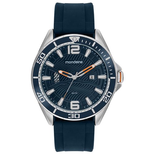 Relógio Masculino Mostrador Efeito 3D Prata