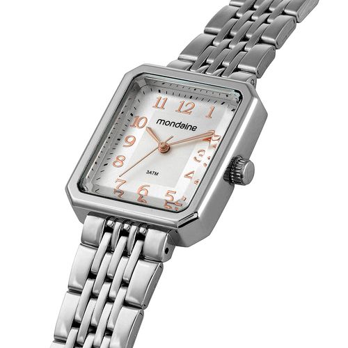 Relógio Feminino Quadrado Casual Prata
