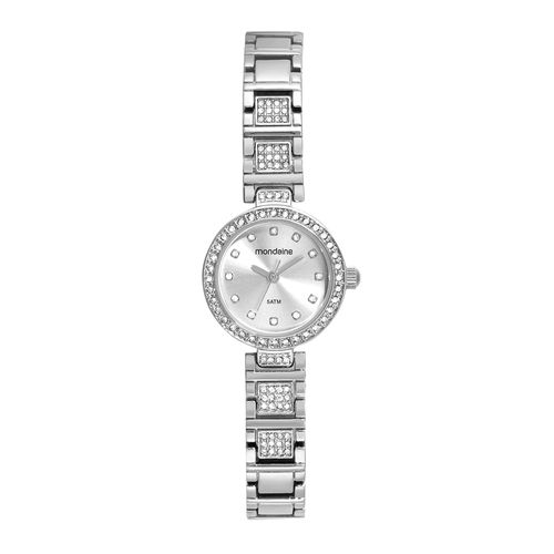 Kit Relógio Feminino Cristais Prata Com Pulseira de Berloques