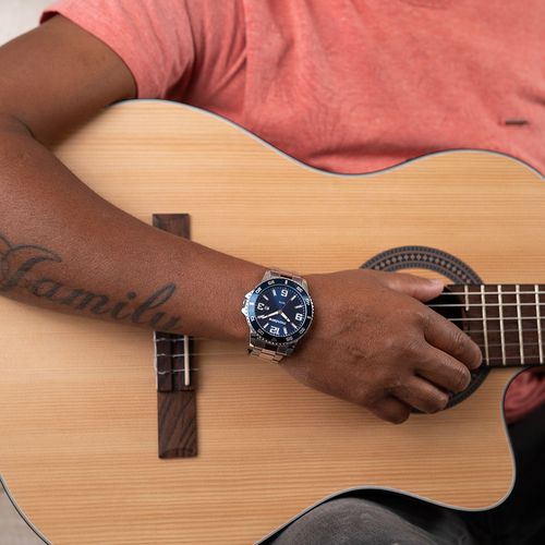 Relógio Masculino Casual Prata e Azul