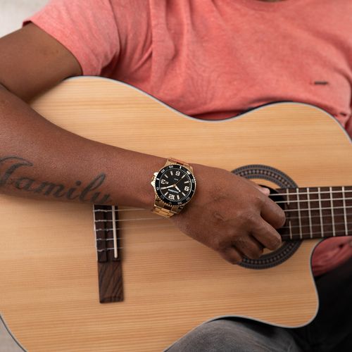 Relógio Masculino Casual Dourado e Preto
