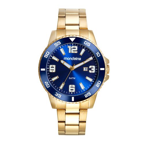 Relógio Masculino Casual Dourado e Azul