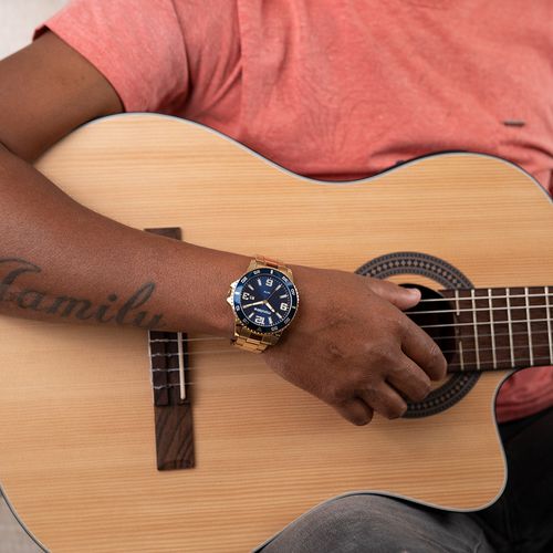 Relógio Masculino Casual Dourado e Azul