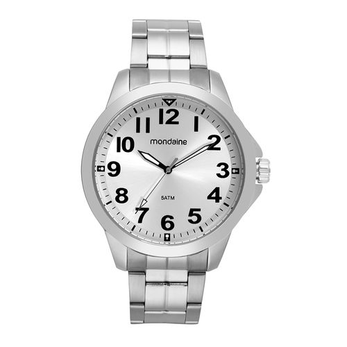 Kit Relógio Masculino Casual Prata Com Canivete Suiço