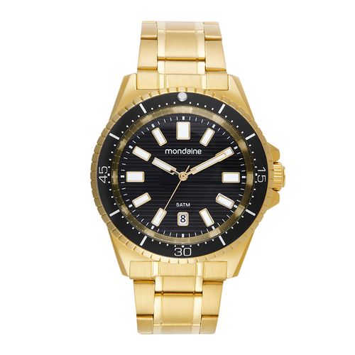 Relógio Masculino Vidro Abaulado Dourado