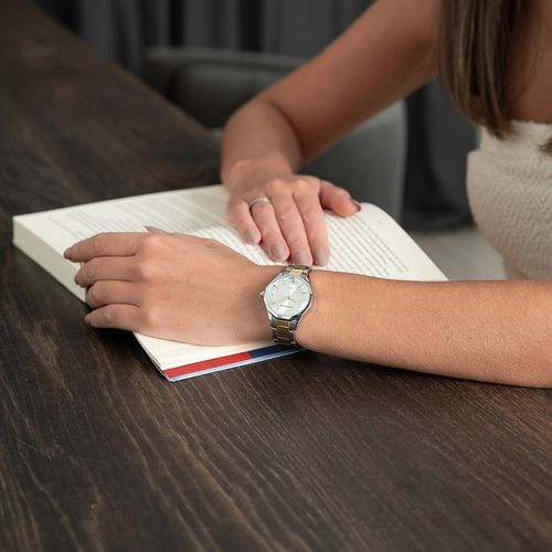 Relógio Feminino Vidro Facetado Bicolor