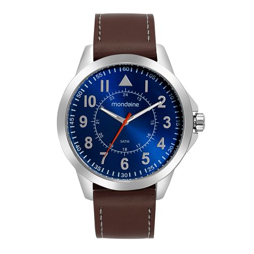 Relógio Masculino Casual Prata com Visor Azul