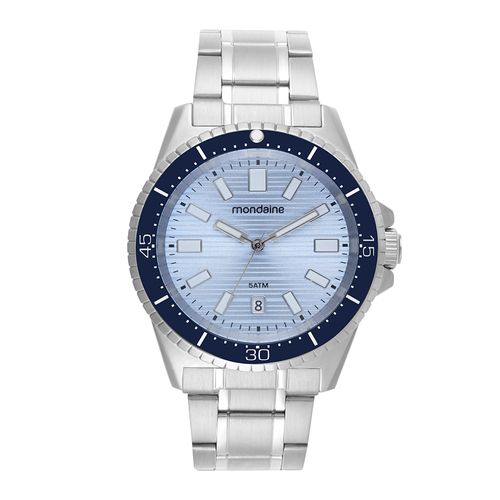Relógio Masculino Casual Prata e Azul