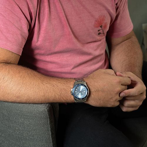 Relógio Masculino Casual Prata e Azul