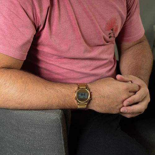 Relógio Masculino Digital Casual Dourado