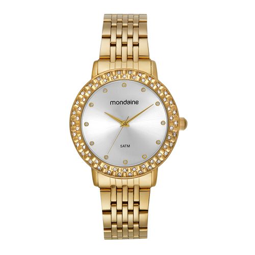 Relógio Feminino Cristais Incrustados Dourado