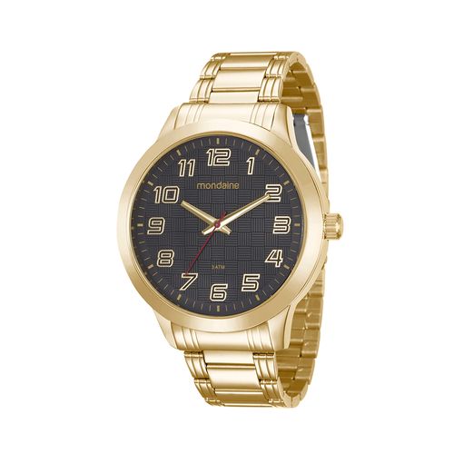 Relógio Masculino Clássico Visor Texturizado Dourado