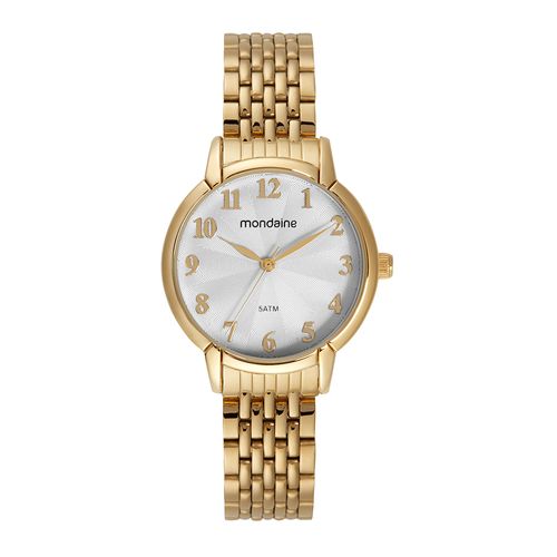 Relógio Feminino Clássico Visor Texturizado Dourado