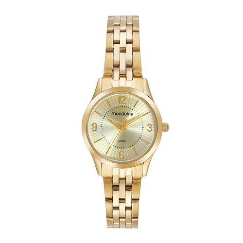 Relógio Feminino Clássico Visor Texturizado Dourado