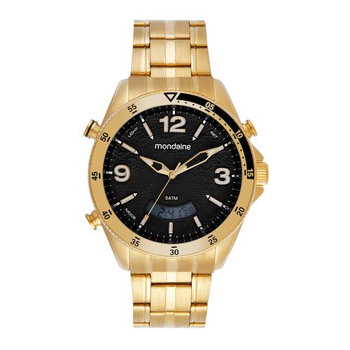 Relógio Masculino Anadigi Efeito Superfície Lunar Dourado