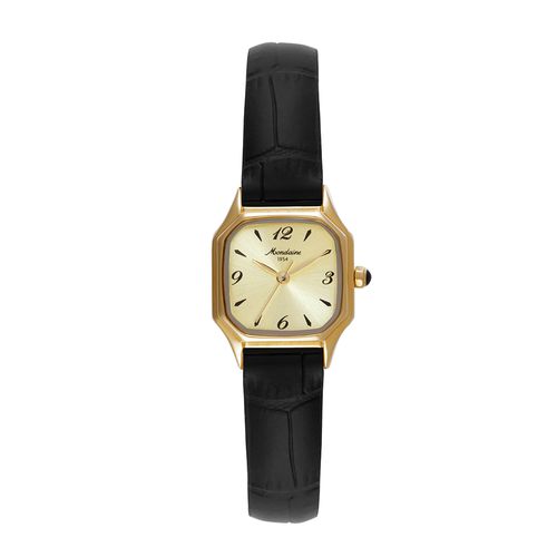 Relógio Feminino Quadrado Vintage Couro Dourado