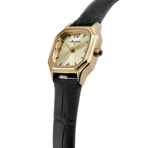 Relógio Feminino Quadrado Vintage Couro Dourado