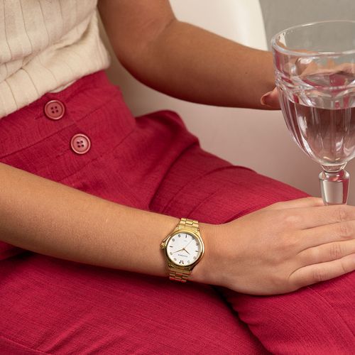 Relógio Feminino Cristais Borboleta Dourado