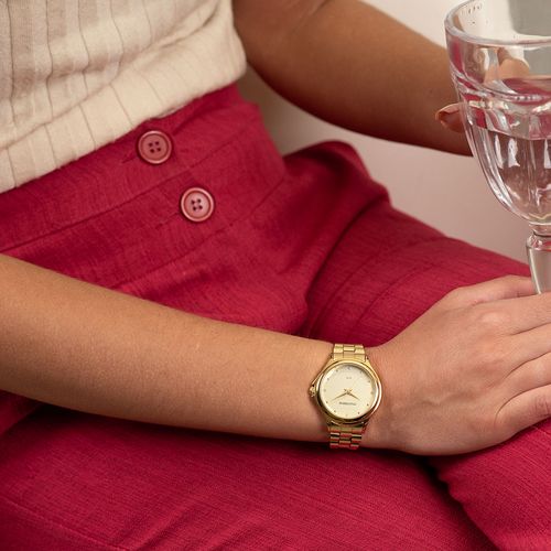 Relógio Feminino Mostrador Texturizado Dourado