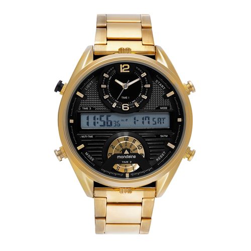 Relógio Masculino Anadigi Inspiração Monitoramento Espacial Dourado