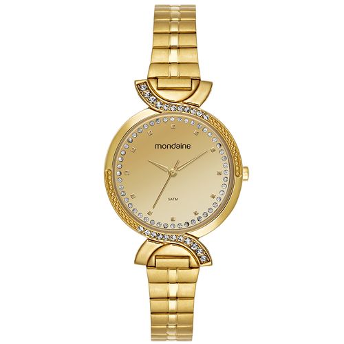 Relógio Feminino Espelhado Bracelete Dourado