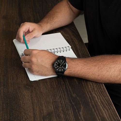 Relógio Masculino Esportivo Pespontos Silicone Preto