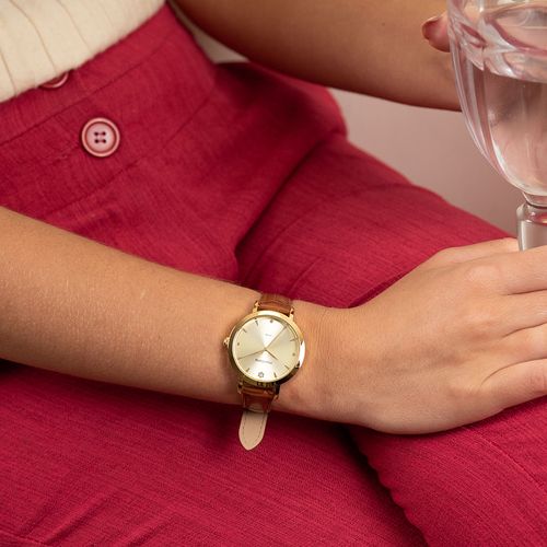 Relógio Feminino Cristal Solitário Dourado