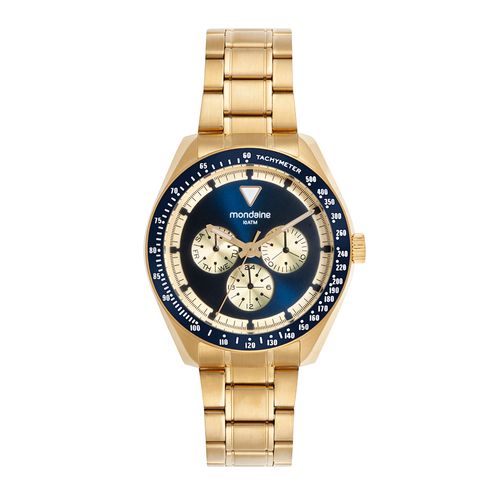 Relógio Masculino Aço Multifunção Dourado