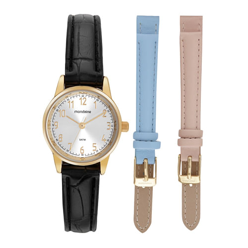 Relógio Feminino Clássico Troca Pulseira Dourado