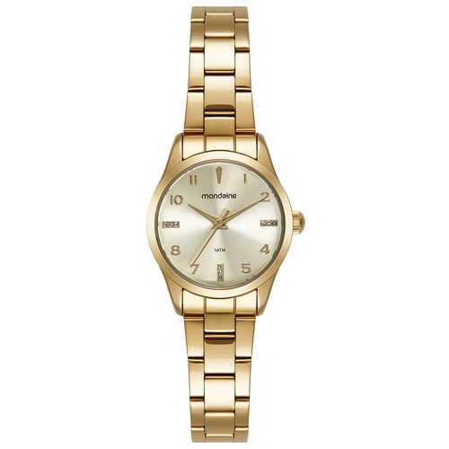 Relógio Feminino Casual Dourado Estojo Mini Bolsa