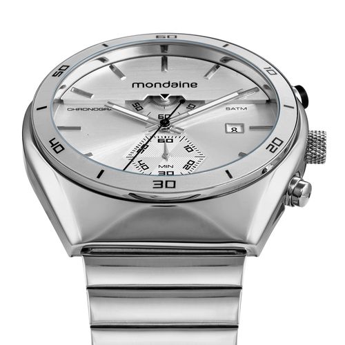 Relógio Masculino Cronógrafo Prata Mostrador em Camadas