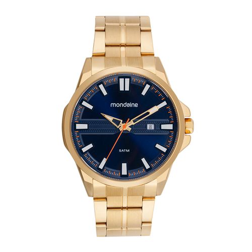 Relógio Masculino Dourado Mostrador 3D Calendário
